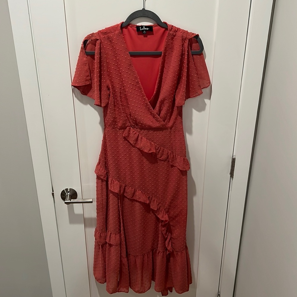 Lulus brand xs pink ruffle dress